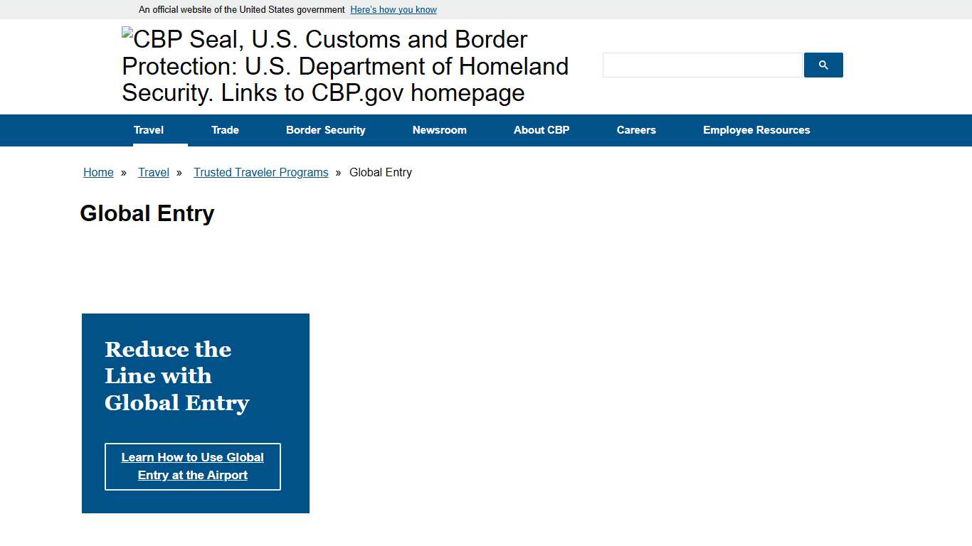 Global Entry U.S. Customs and Border Protection